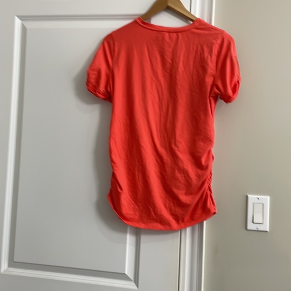 Michael by Michael Kors orange short sleeves top with gold zippers. - Picture 3 of 6